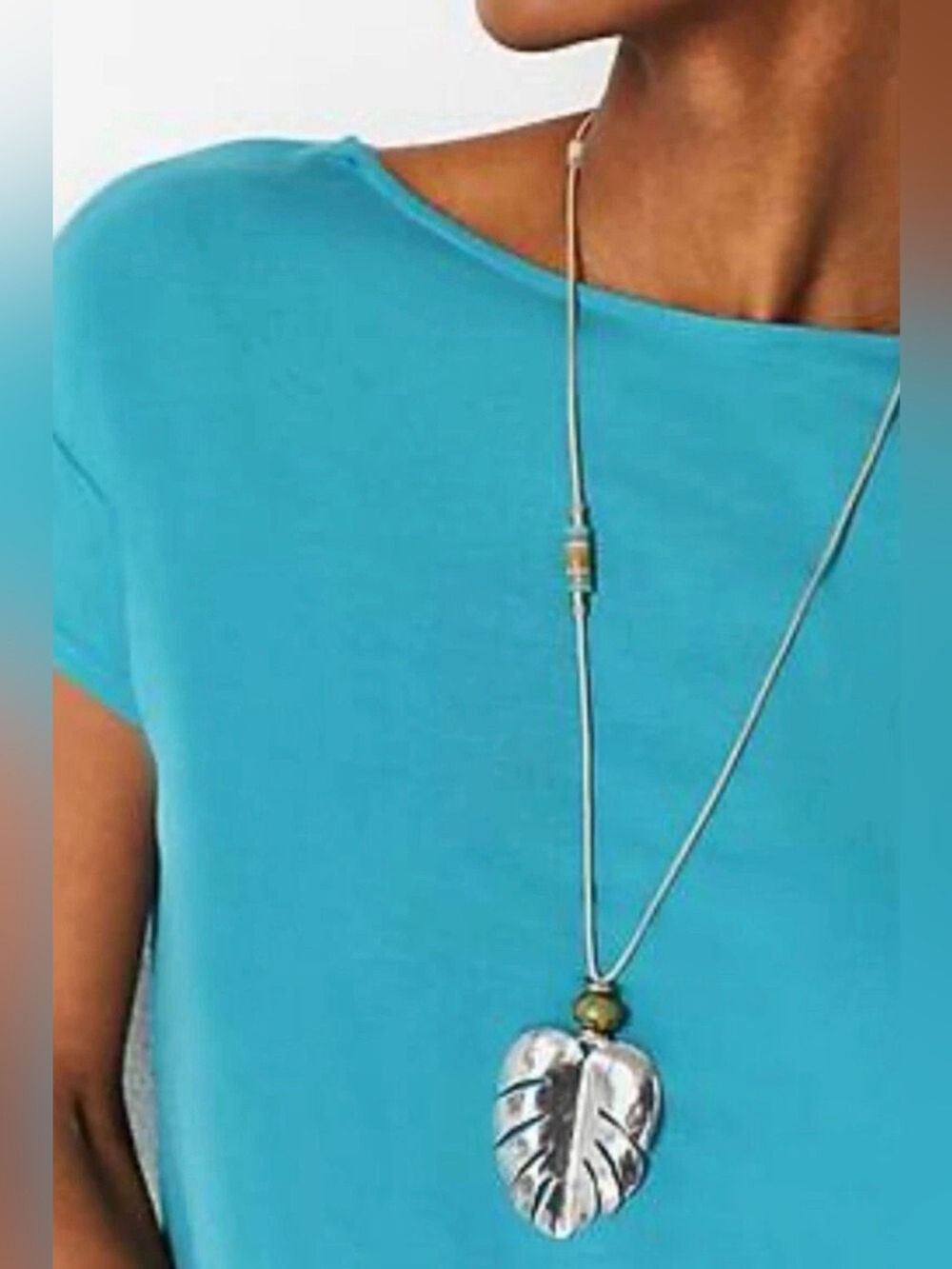 J.Jill Gorgeous Shades Of Nature Palm Leaf Statement Pendant ~ 2546 - Picture 4 of 6